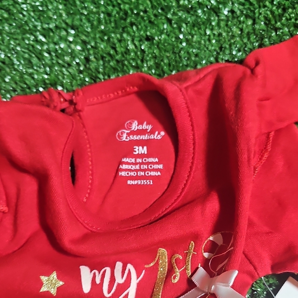 Baby Essentials Festive Red Christmas Bodysuit - Picture 3 of 6